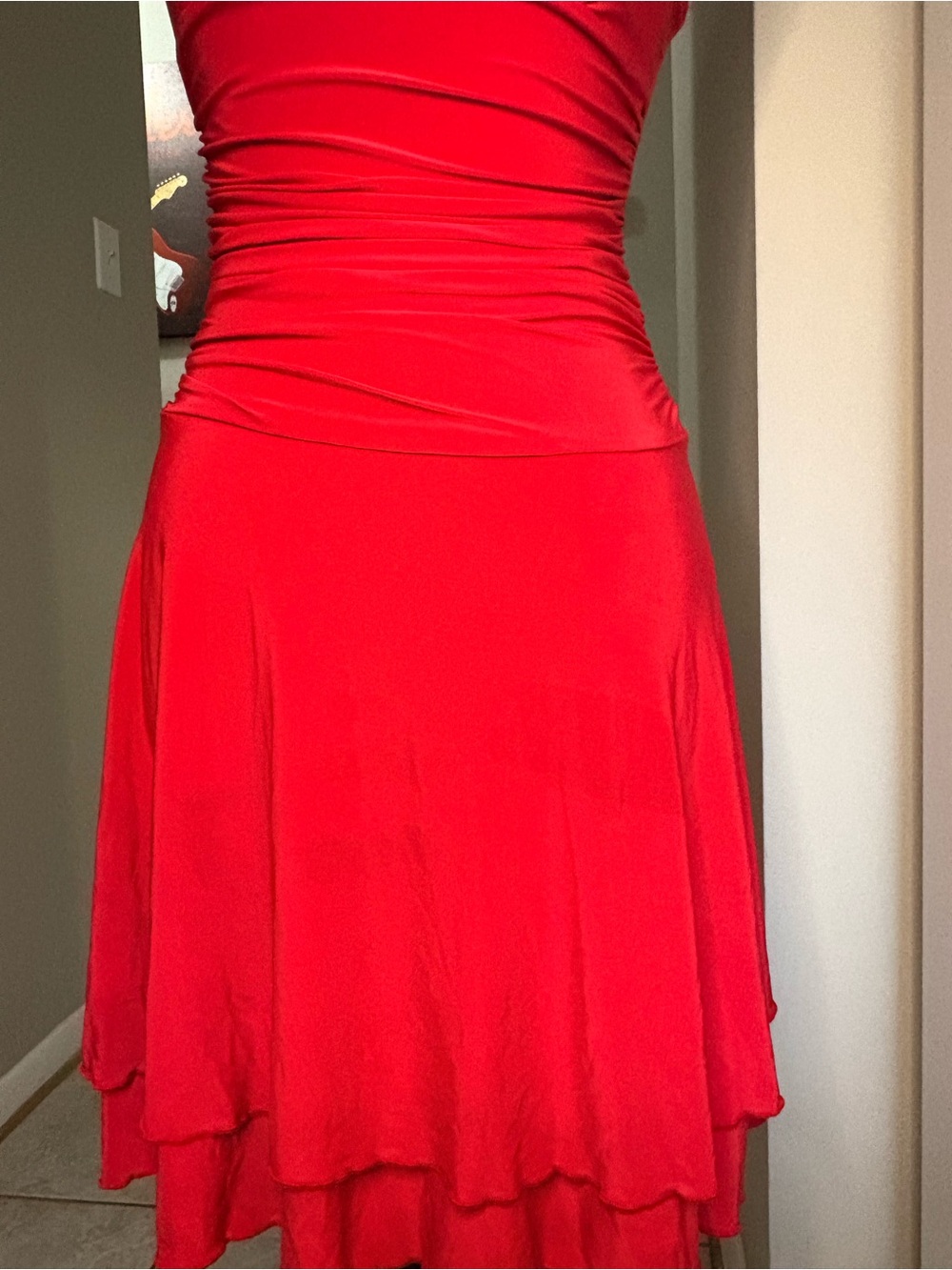 Strapless Ruched Red Mini Dress - Picture 4 of 10